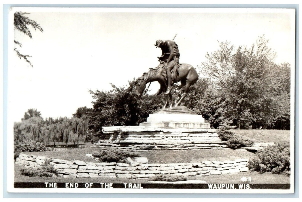 1948 The End Of The Trail Waupun Wisconsin WI RPPC Photo Vintage Postcard