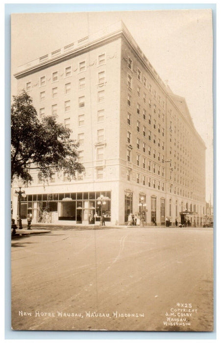 New Hotel Wausau Building Street View Wausau Wisconsin WI RPPC Photo Postcard