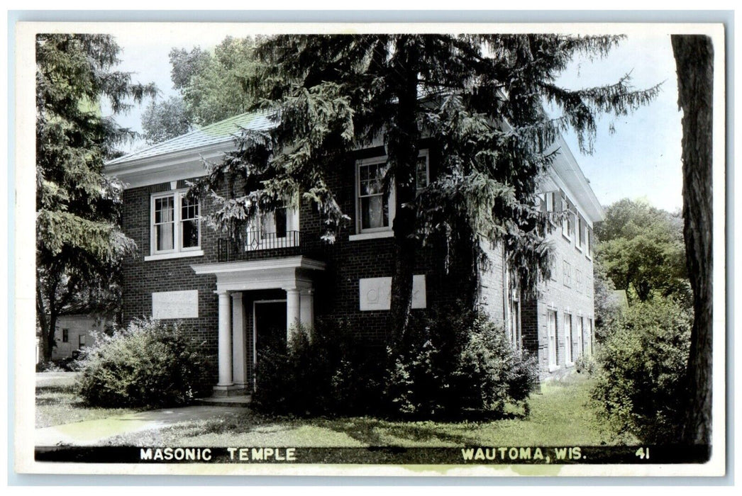 c1910's Masonic Temple Building Wautoma Wisconsin WI RPPC Photo Antique Postcard