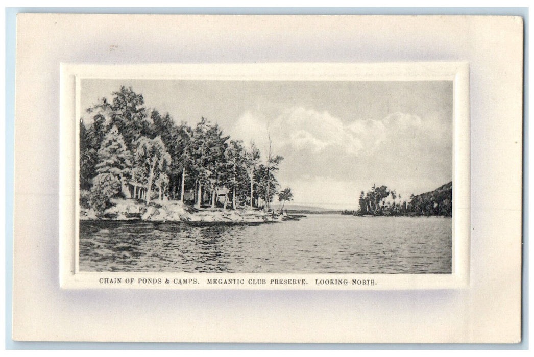 c1910 Chain of Ponds & Camps Megantic Club Preserve Canada Embossed Postcard