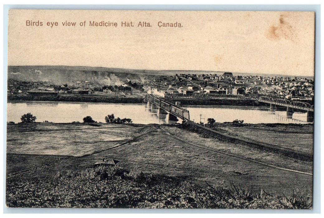 c1910 Birds Eye View of Medicine Hat Alberta Canada Unposted Postcard