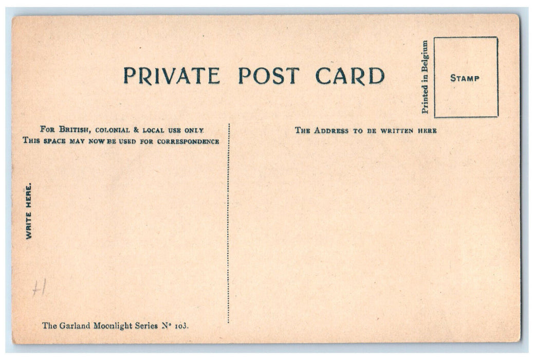 c1910 Post Office St. Johns Newfoundland Canada Moonlight Scene Postcard