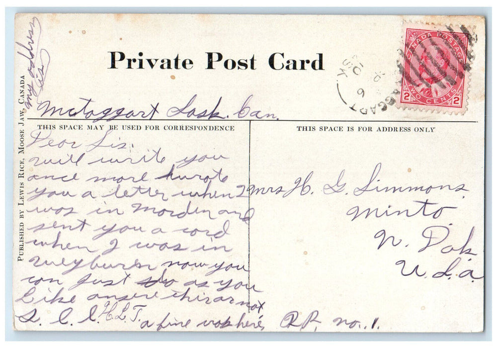1910 Along The River Weyburn Saskatchewan Canada Posted Antique Postcard