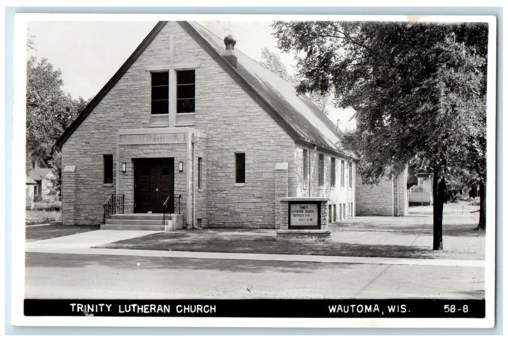 1962 Trinity Lutheran Church Wautoma Wisconsin WI RPPC Photo Vintage Postcard