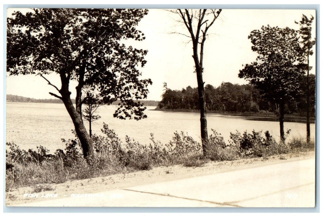 1939 Fish Lake Scene Street Wautoma Wisconsin WI RPPC Photo Vintage Postcard