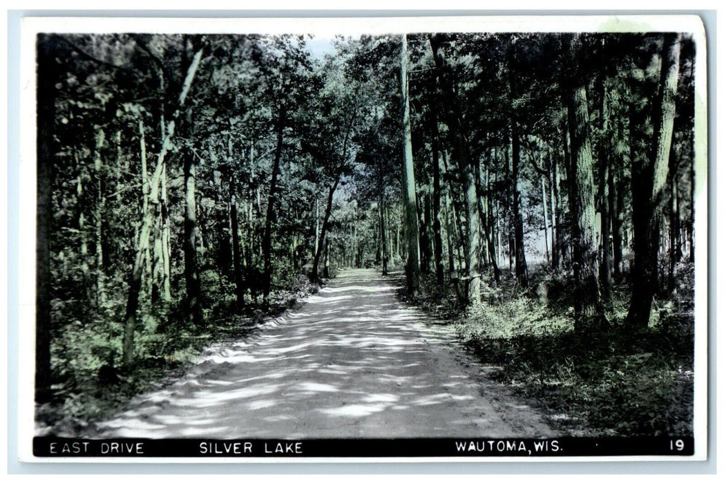 c1940's East Drive Silver Lake Wautoma Wisconsin WI RPPC Photo Vintage Postcard