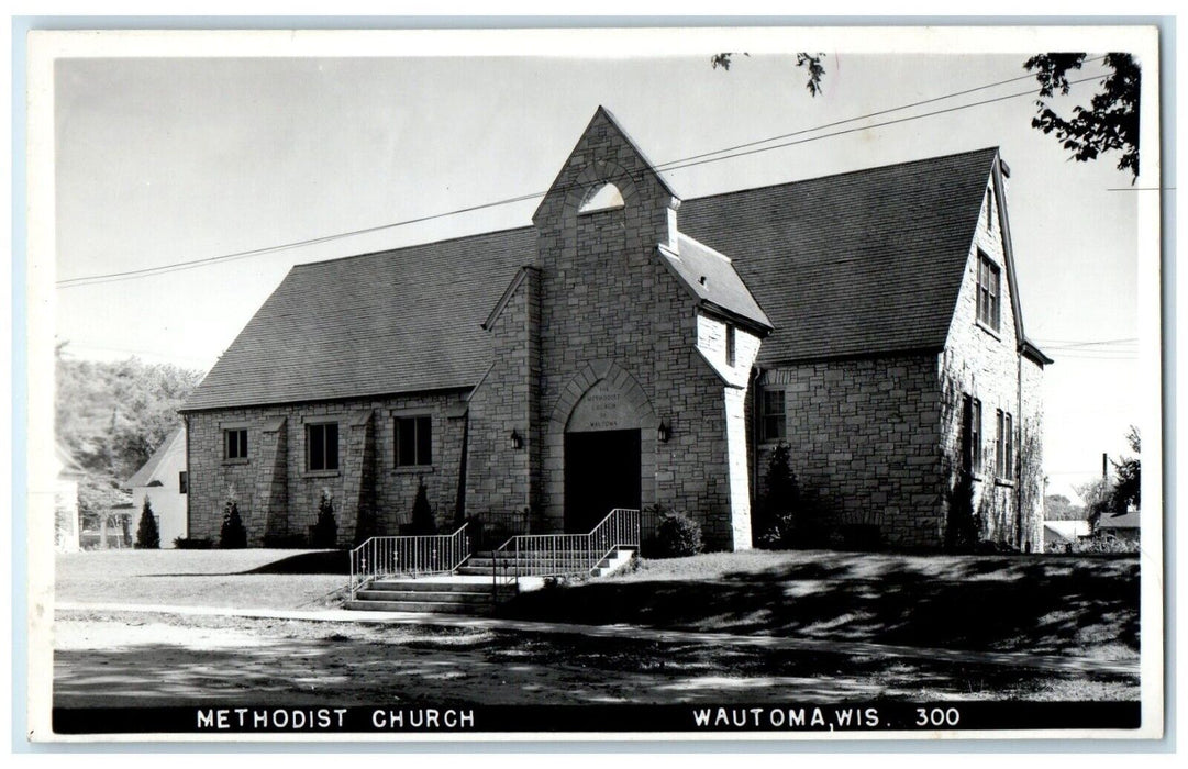 c1940's Methodist Church Wautoma Wisconsin WI RPPC Photo Vintage Postcard