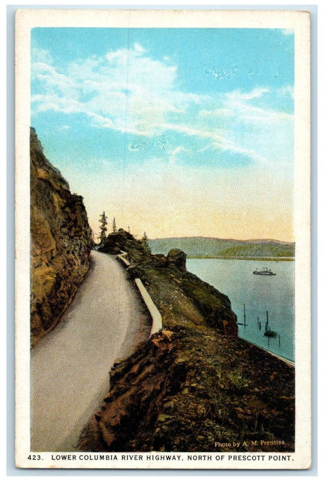 c1920 Lower Columbia River Highway North Prescott Point Oregon Unposted Postcard
