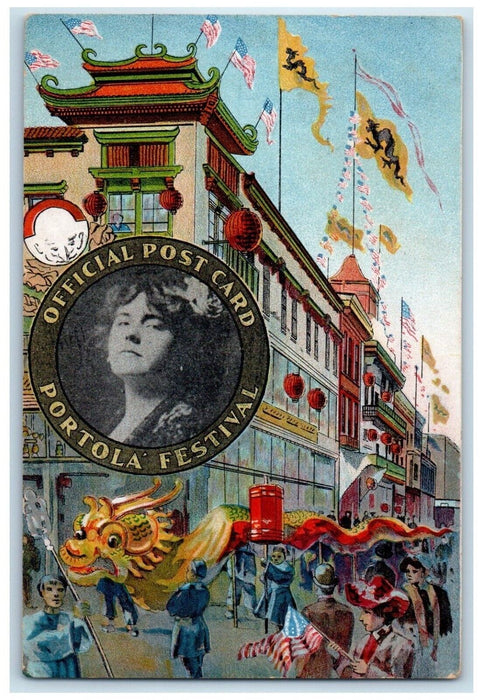 1909 Portola Festival Chinatown San Francisco California Chinese Data Postcard