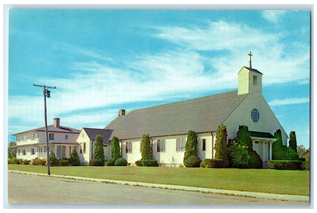 1960 Exterior View St Clare Catholic Church Misquamicut Rhode Island RI Postcard