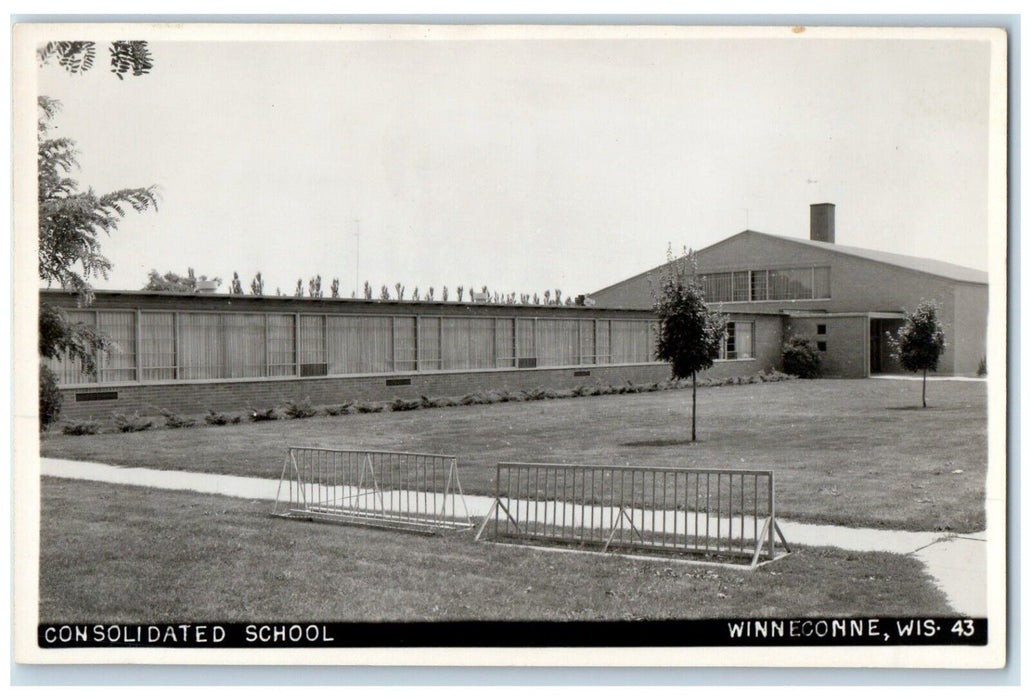 c1940's Consolidated School Winneconne Wisconsin WI RPPC Photo Vintage Postcard