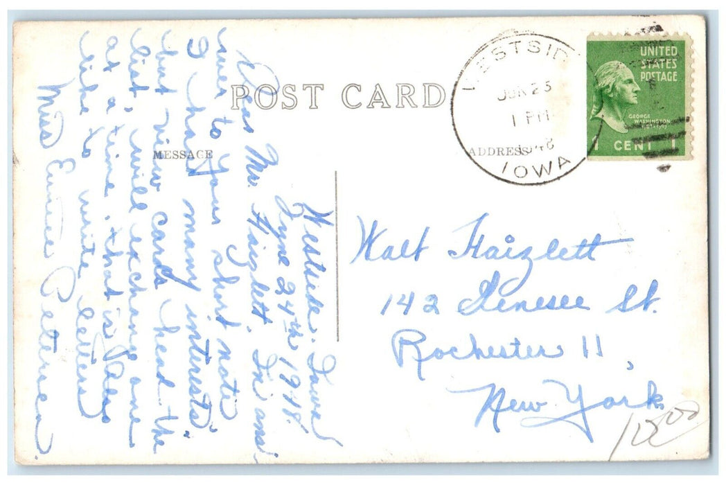 1948 Public School Building Campus Denison Iowa IA RPPC Photo Vintage Postcard