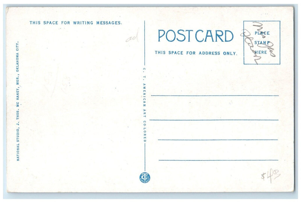 c1930's Bird's Eye View Business Section Oklahoma City OK Vintage Postcard