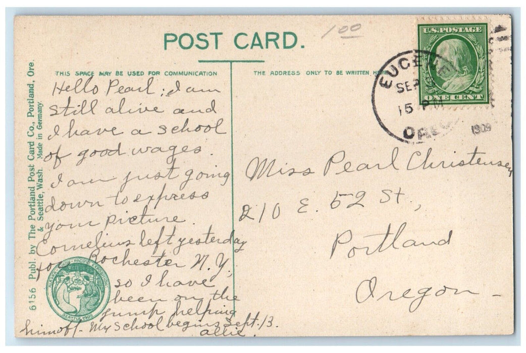 1909 View Of Mc. Kenzie River Eugene Oregon OR Posted Antique Postcard