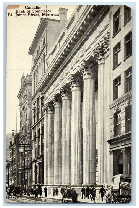 c1910 Bank of Commerce St. James Street Montreal Quebec Canada Postcard