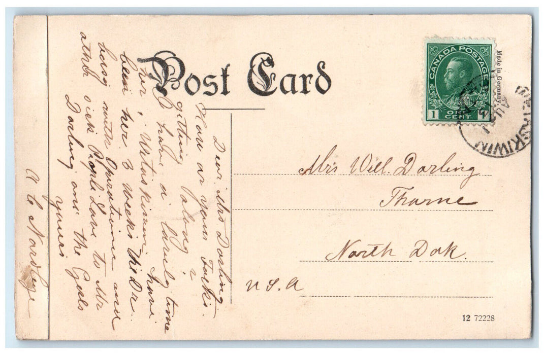 1913 View of Post Office Wetaskiwin Alberta Canada Posted Antique Postcard