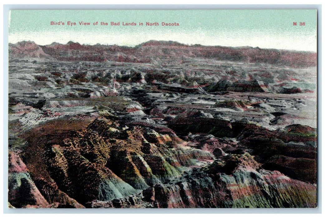 c1910's Bird's Eye View Of The Bad Lands In North Dakota ND Antique Postcard