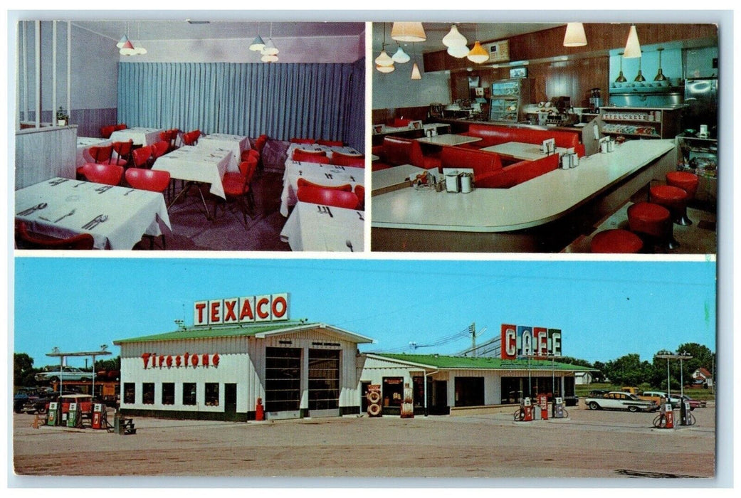 c1960's Tower Texaco Gas Station Tower City North Dakota ND Multiview Postcard