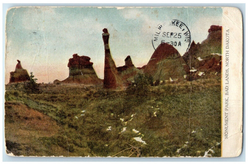 1907 View Of Monument Park Bad Lands Arthur North Dakota ND Antique Postcard