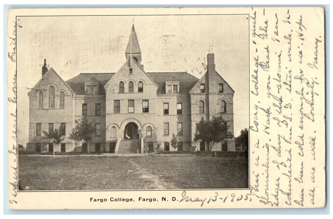 c1905 Fargo College Building Campus Fargo North Dakota ND Antique Postcard