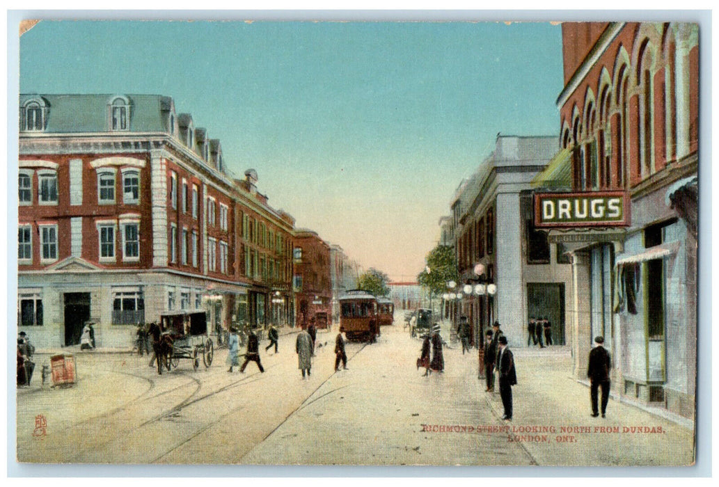 c1910 London Ontario Canada Richmond Street Excelsior Tuck Art Postcard