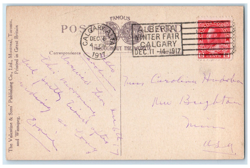 1917 Palliser C.P.R. Hotel Calgary Alberta Canada Antique Posted Postcard
