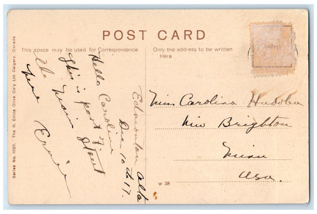 1917 Jasper Avenue & 1st Street Edmonton Alberta Canada Trolley Car Postcard