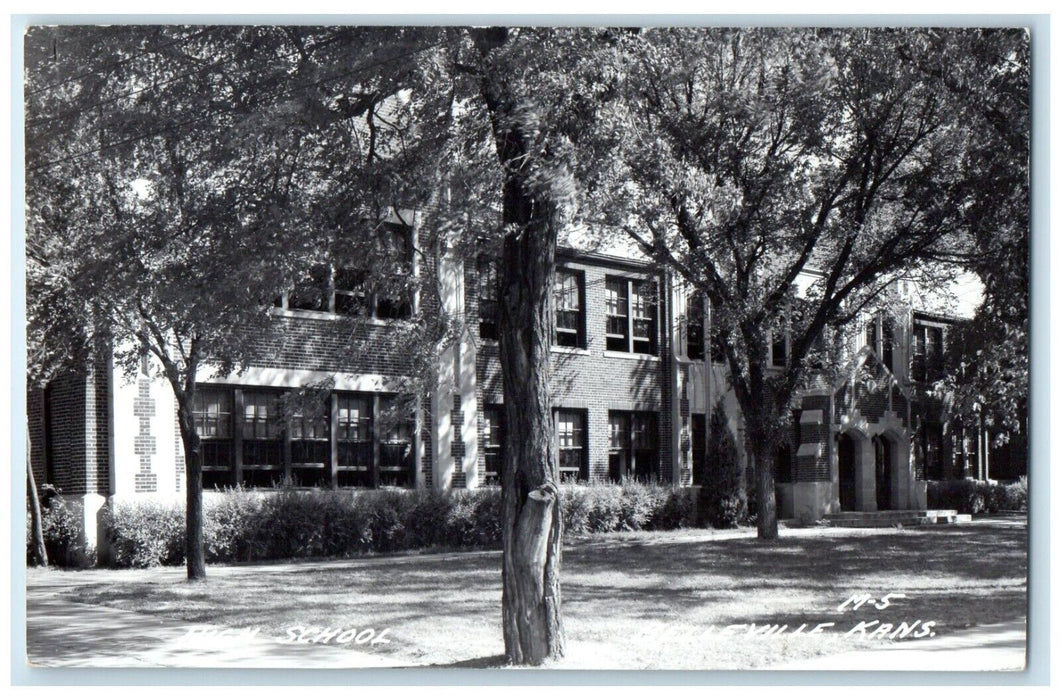c1940's High School Building Belleville Kansas KS RPPC Photo Vintage Postcard