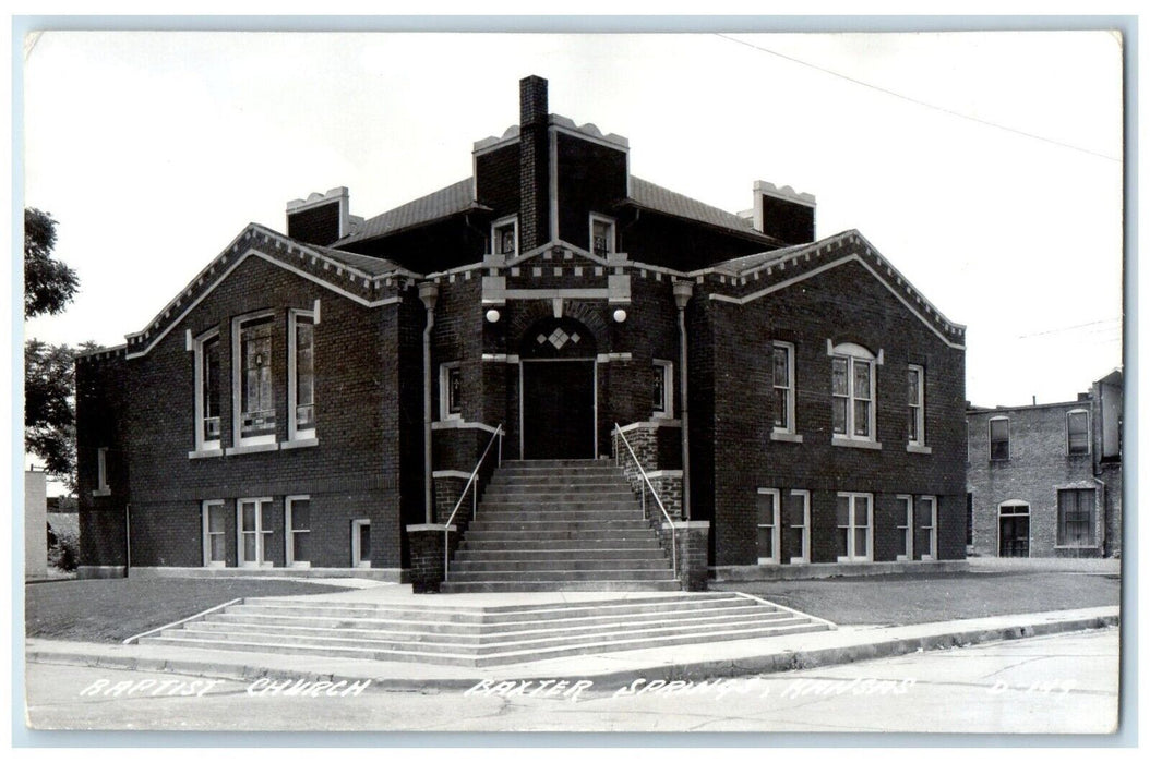 c1940's Baptist Church Baxter Springs Kansas KS RPPC Photo Vintage Postcard