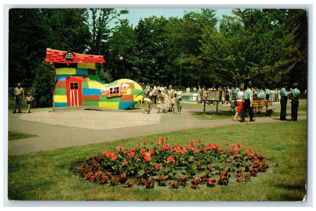 1963 Old Woman in the Shoe Storybook Gardens London Ontario Canada Postcard