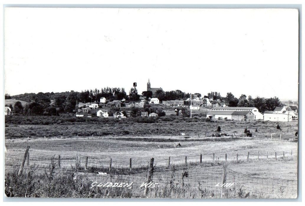 1953 Bird's Eye View Houses Glidden Wisconsin WI RPPC Photo Vintage Postcard