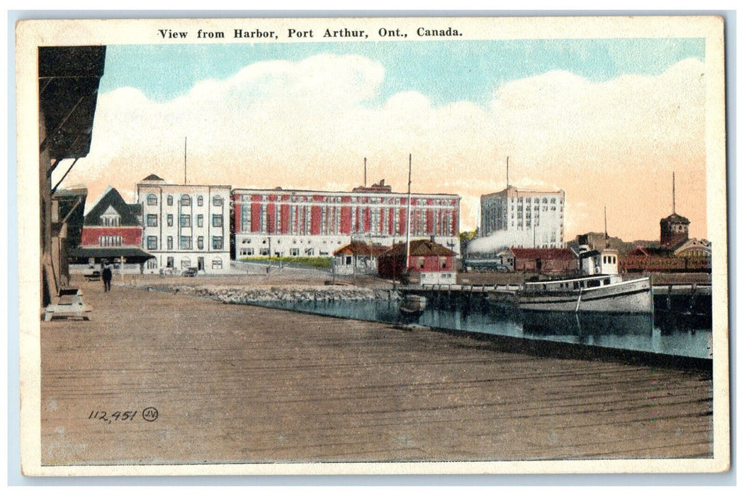 c1910 View from Harbor Port Arthur Ontario Canada Unposted Postcard