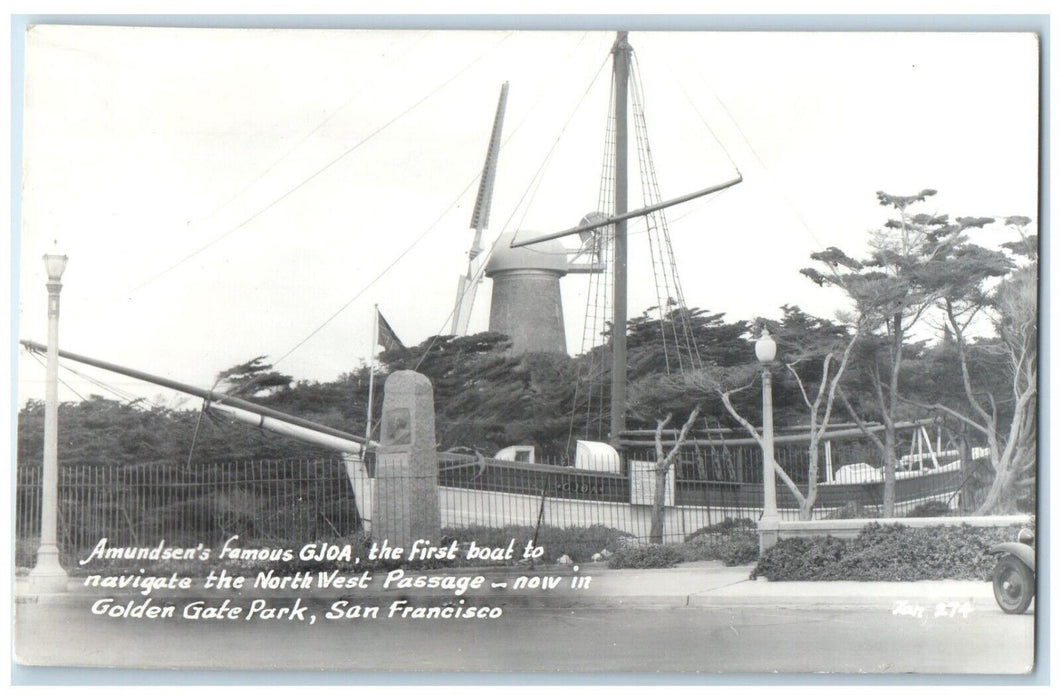 c1950's Amundsen's Famous GJOA First Boat Golden Gate Park RPPC Photo Postcard