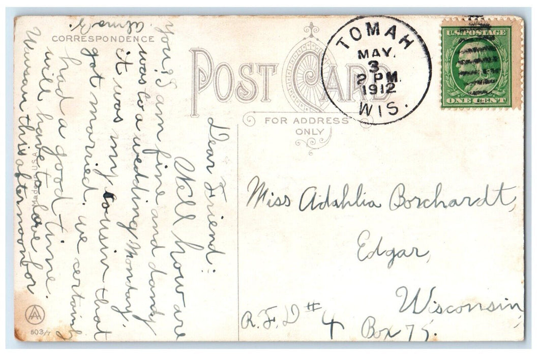 1912 Lovers Pressing Engagements Detain Me Tomah Wisconsin WI Vintage Postcard