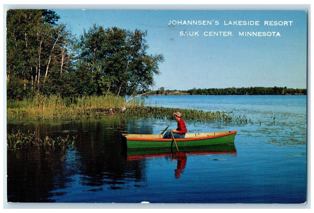 1967 Canoeing Boat Johannsen's Lakeside Resort Sauk Center Minnesota MN Postcard