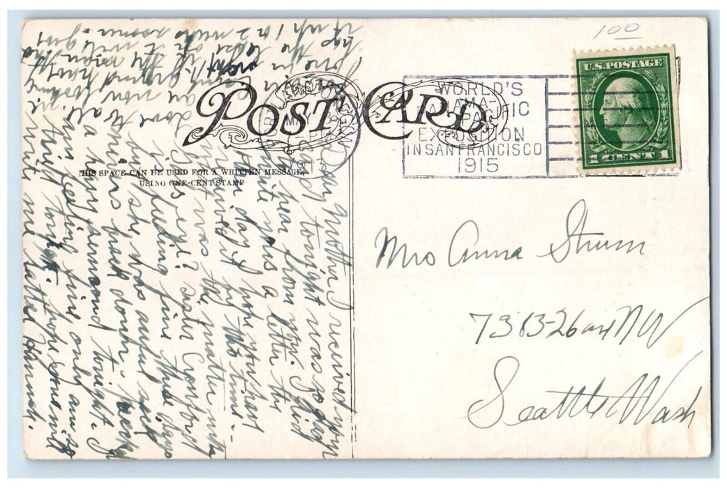 1913 North Bank R.R. Bridge Willamette River Sunset Portland Oregon OR Postcard