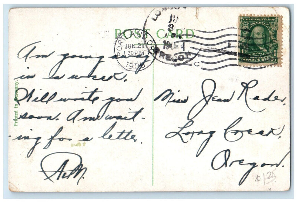 1908 Castle Rock Boat Canoe Fishing Mountain Columbia River Oregon OR Postcard
