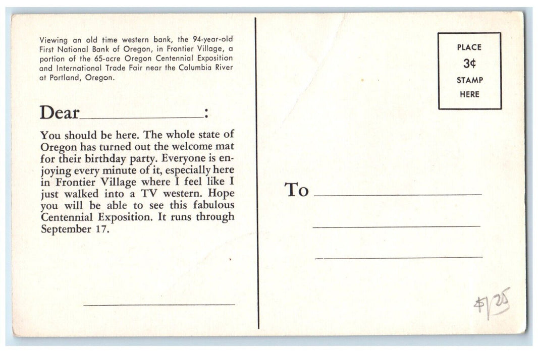 c1940 Viewing Old Time Western Bank Columbia River Portland Oregon OR Postcard