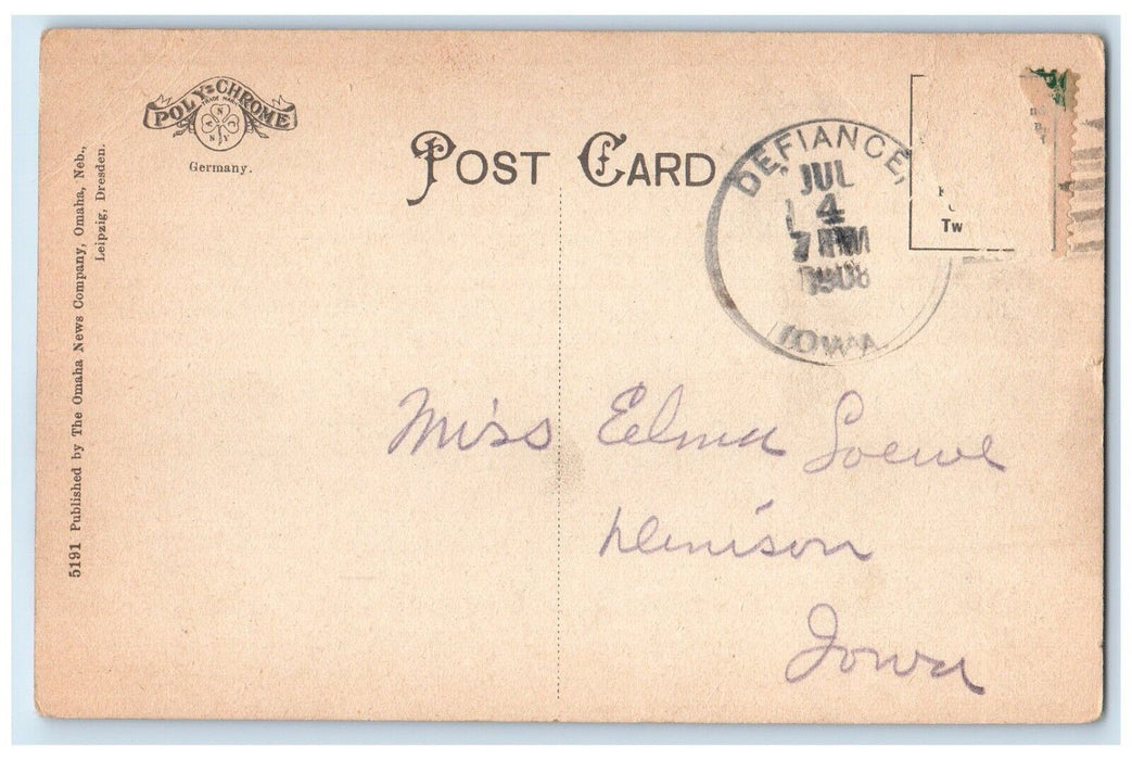 1908 Exterior View Capitol Ave Looking West 16th Str Omaha Nebraska NE Postcard