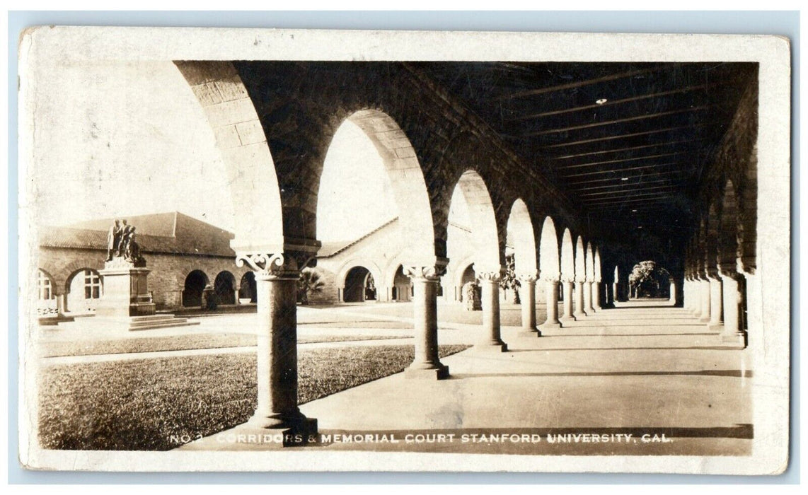 Corridors & Memorial Court Stanford University Palo Alto CA RPPC Photo Postcard