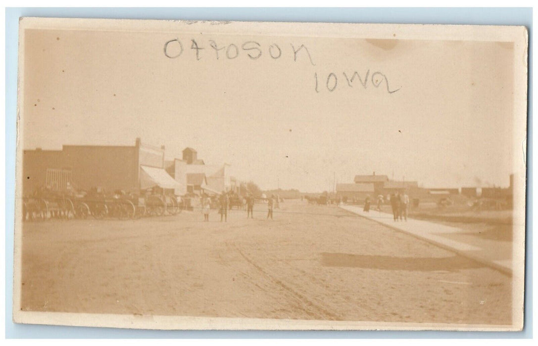 c1910's View Of Main Street Solio Ottosen Iowa IA RPPC Photo Antique Postcard