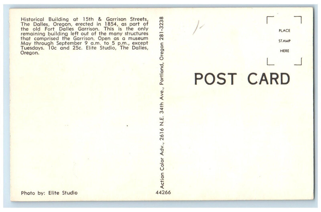 c1960 Historical Building 15th Garrison Streets Exterior Dalles Oregon Postcard