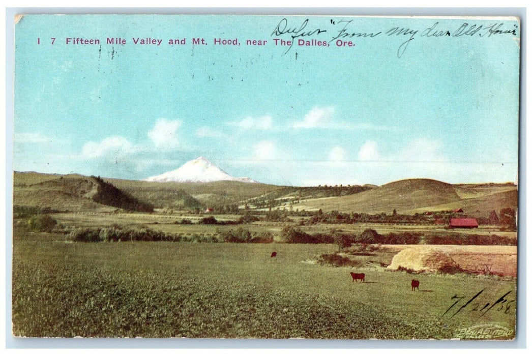 1958 Fifteen Mile Valley Mt. Hood Mountain Exterior Field Dalles Oregon Postcard