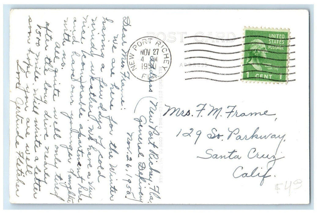1950 New Port Richey Mouth Of Cotee River Florida FL Cline RPPC Photo Postcard