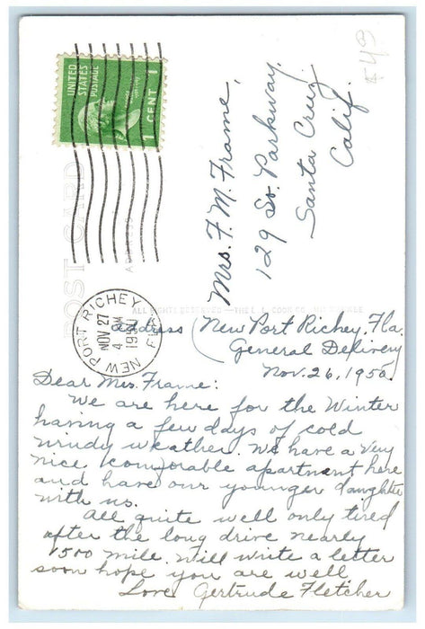 1950 New Port Richey Mouth Of Cotee River Florida FL Cline RPPC Photo Postcard