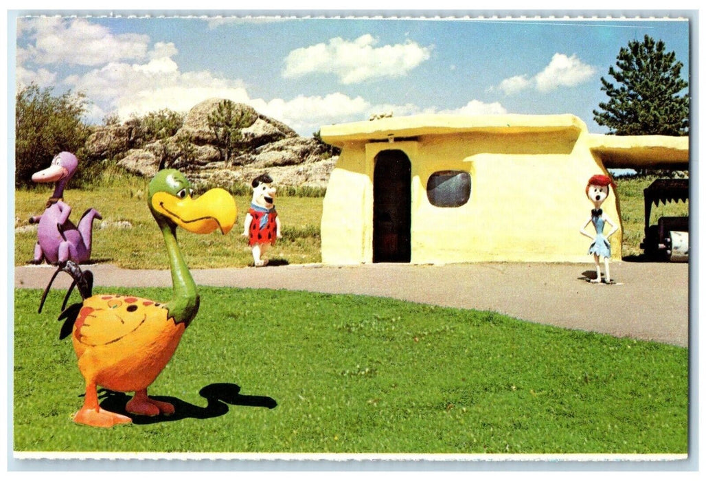 c1960's Flintstone's Bedrock City Custer South Dakota SD Vintage Postcard