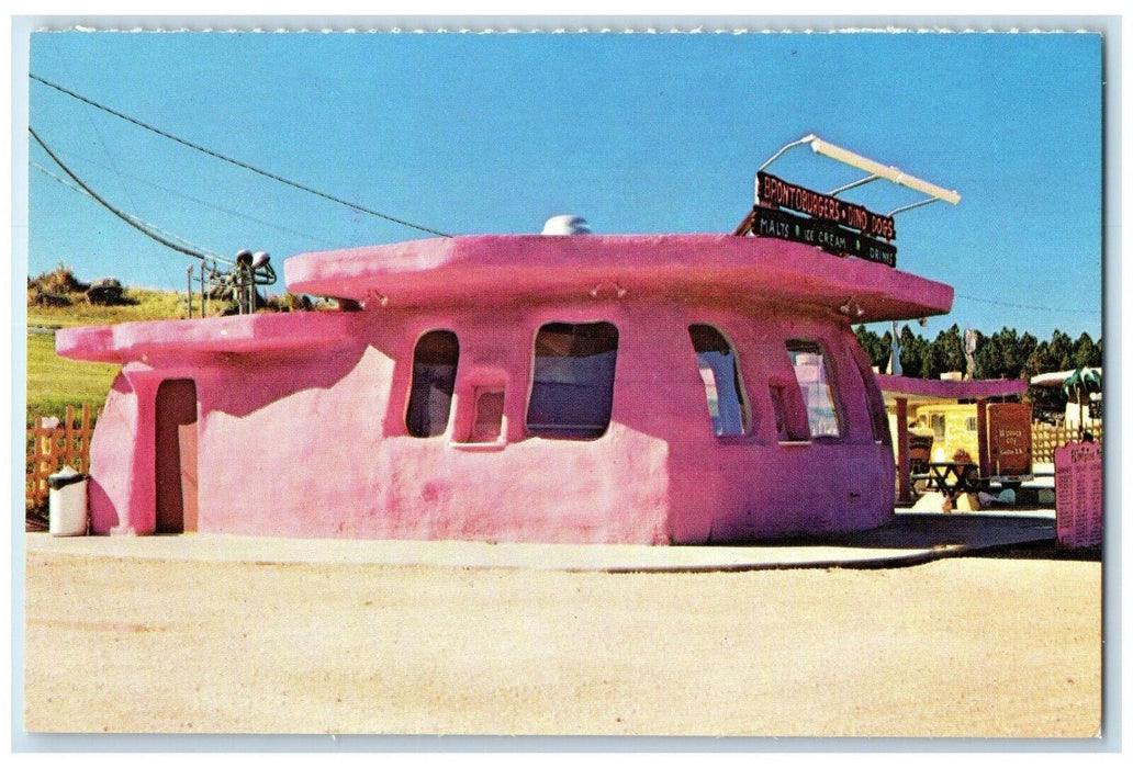 c1960's Flintstone's Bedrock City Brontoburgers Custer South Dakota SD Postcard