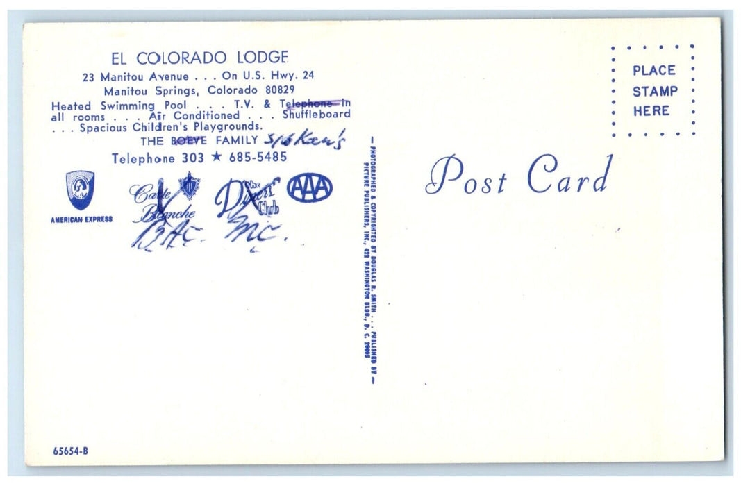 c1950's EL Colorado Lodge And Pool Manitou Spring Colorado CO Dual View Postcard
