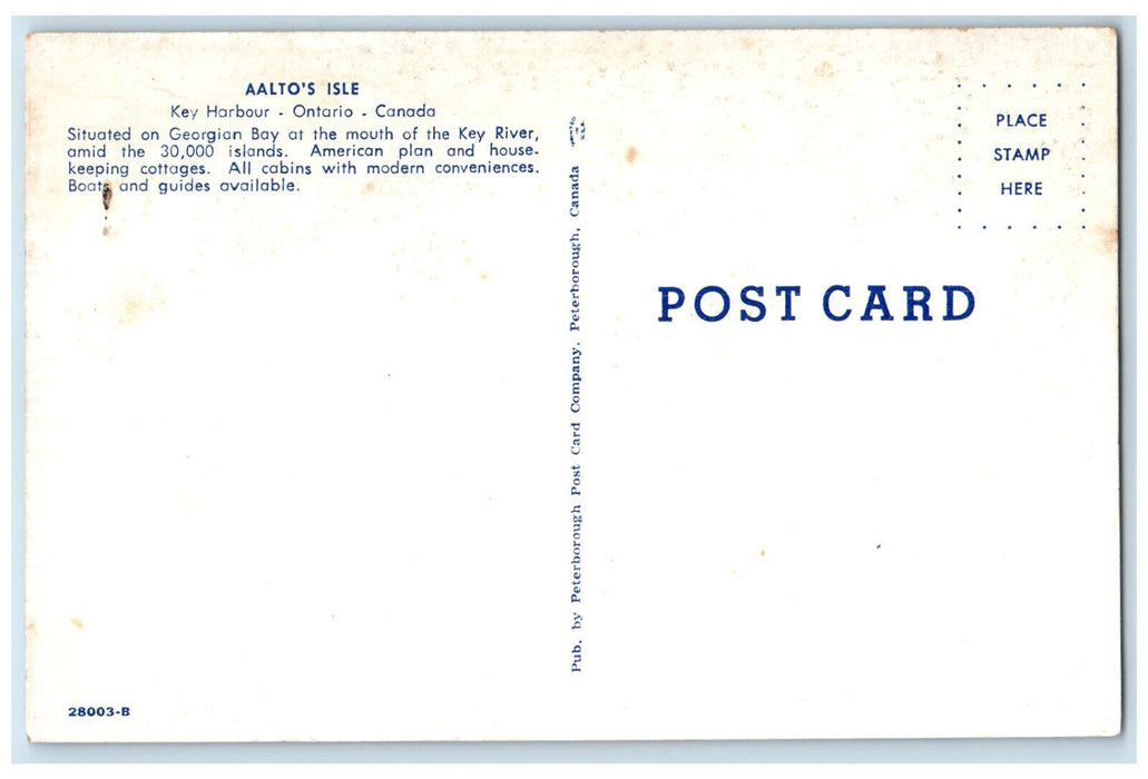 c1960's Aalto's Isle Key Harbour Ontario Canada Vintage Unposted Postcard
