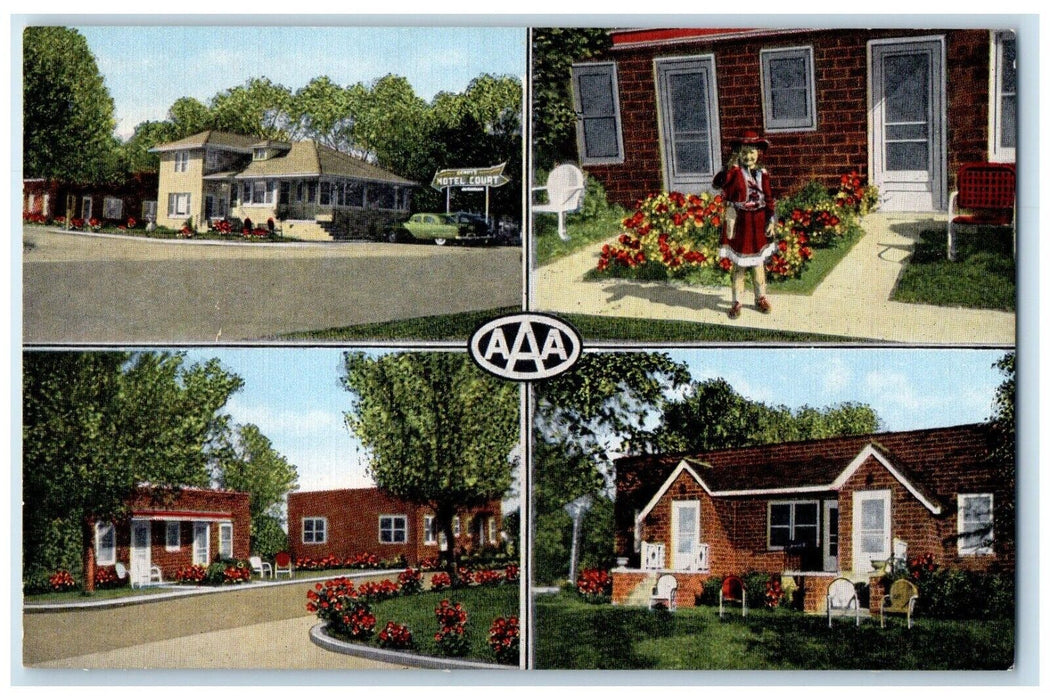 c1950's Berry's Motel Court Fremont Nebraska NE Dual View Vintage Postcard